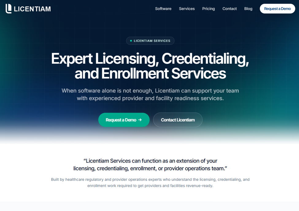 Licentiam credentialing and enrollment services